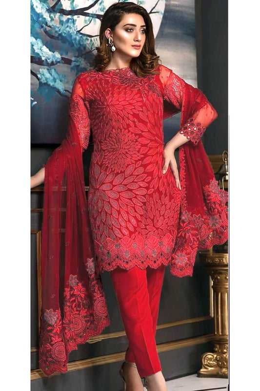 Elegant Dhanak 3 Piece Embroidered