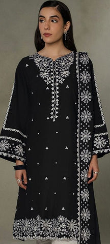 Elegant Dhanak 3 Piece Embroidered