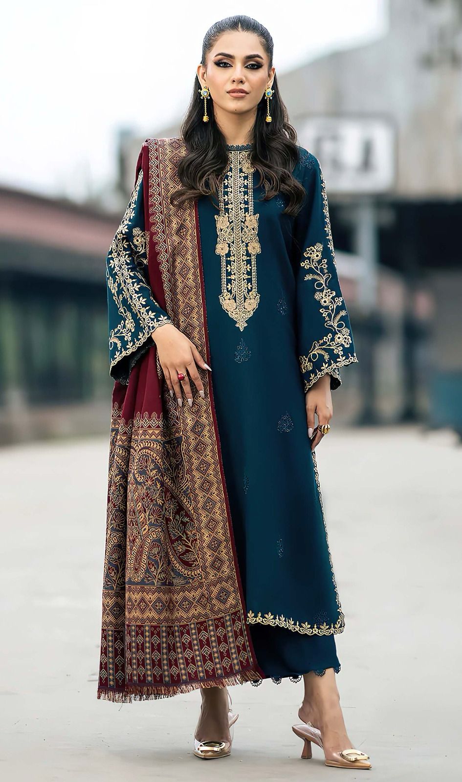 Premium Dhanak 3 Piece Embroidered