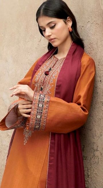 Elegant Dhanak 3 Piece Embroidered