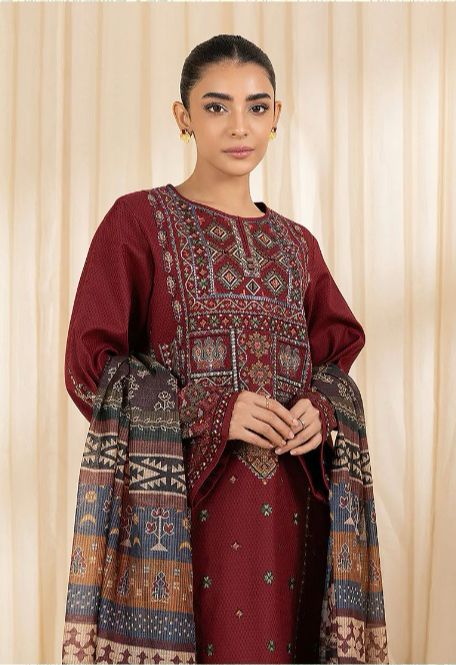 Premium Dhanak 3 Piece Embroidered