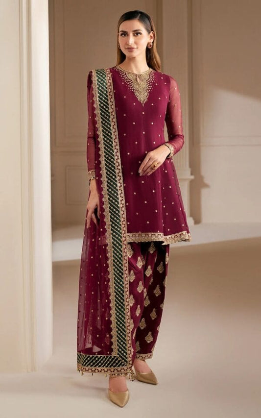 Premium Dhanak 3 Piece Embroidered