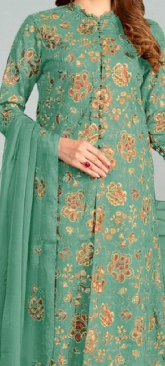 Elegant Dhanak 3 Piece Embroidered
