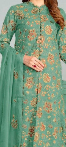 Elegant Dhanak 3 Piece Embroidered