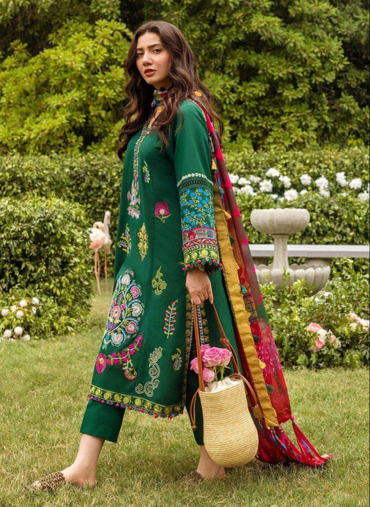Premium Dhanak 3 Piece Embroidered
