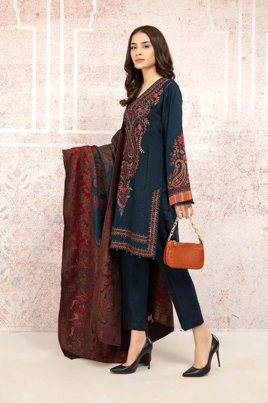 Elegant Dhanak 3 Piece Embroidered