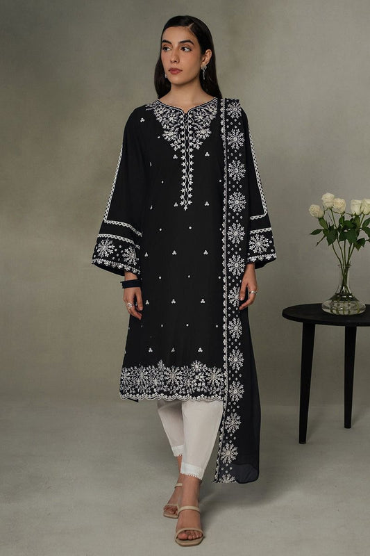 Elegant Dhanak 3 Piece Embroidered