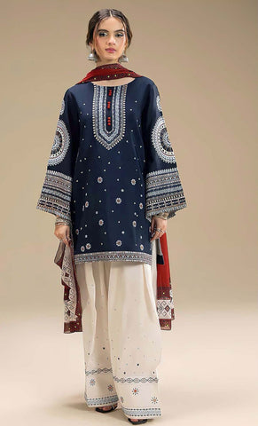 Premium Dhanak 3 Piece Embroidered